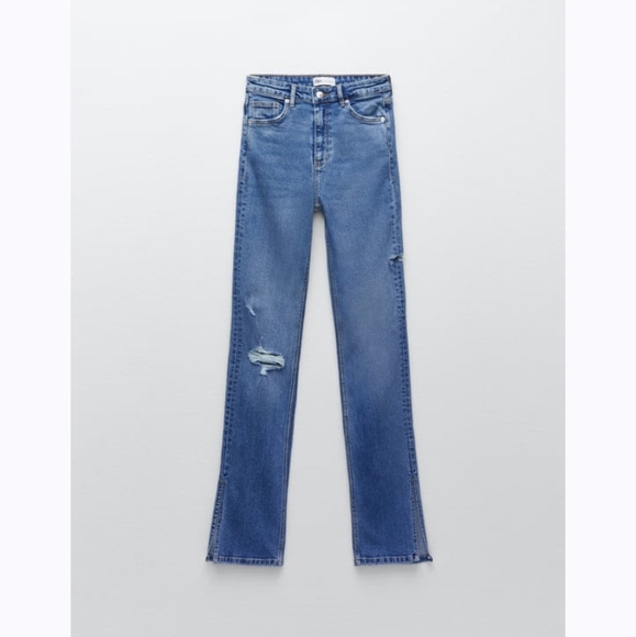 Zara Hi Rise Slim Jeans with High Slit - Picture 1 of 5